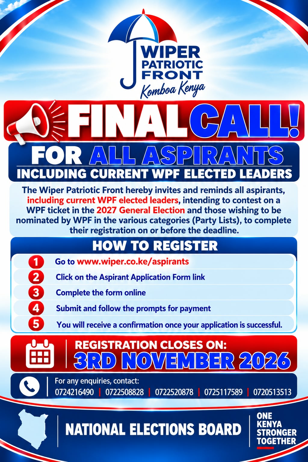 NOTICE TO ALL LEADERS ELECTED ON A WPF TICKET !!!